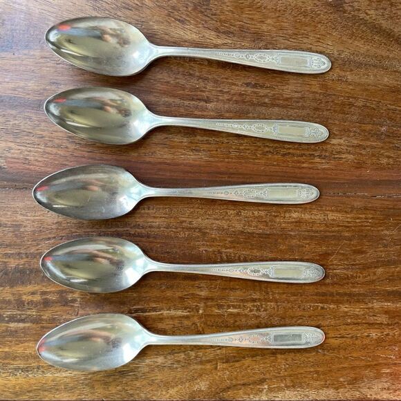 Antique 1921 Oneida Community Plate Grosvenor Teaspoons Set of 5 No Monogram - Picture 2 of 9